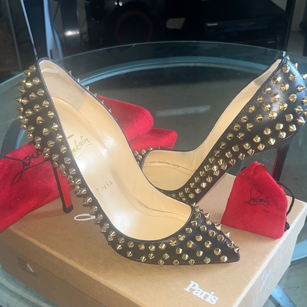 Christian Louboutin Black Heels with Gold Spikes